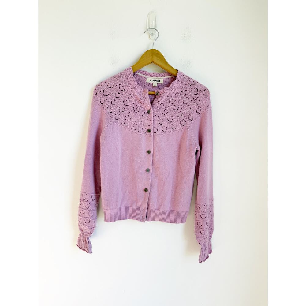 Boden Pretty Raglan Cardigan Soft Lavender Pink Small - Picture 2 of 6